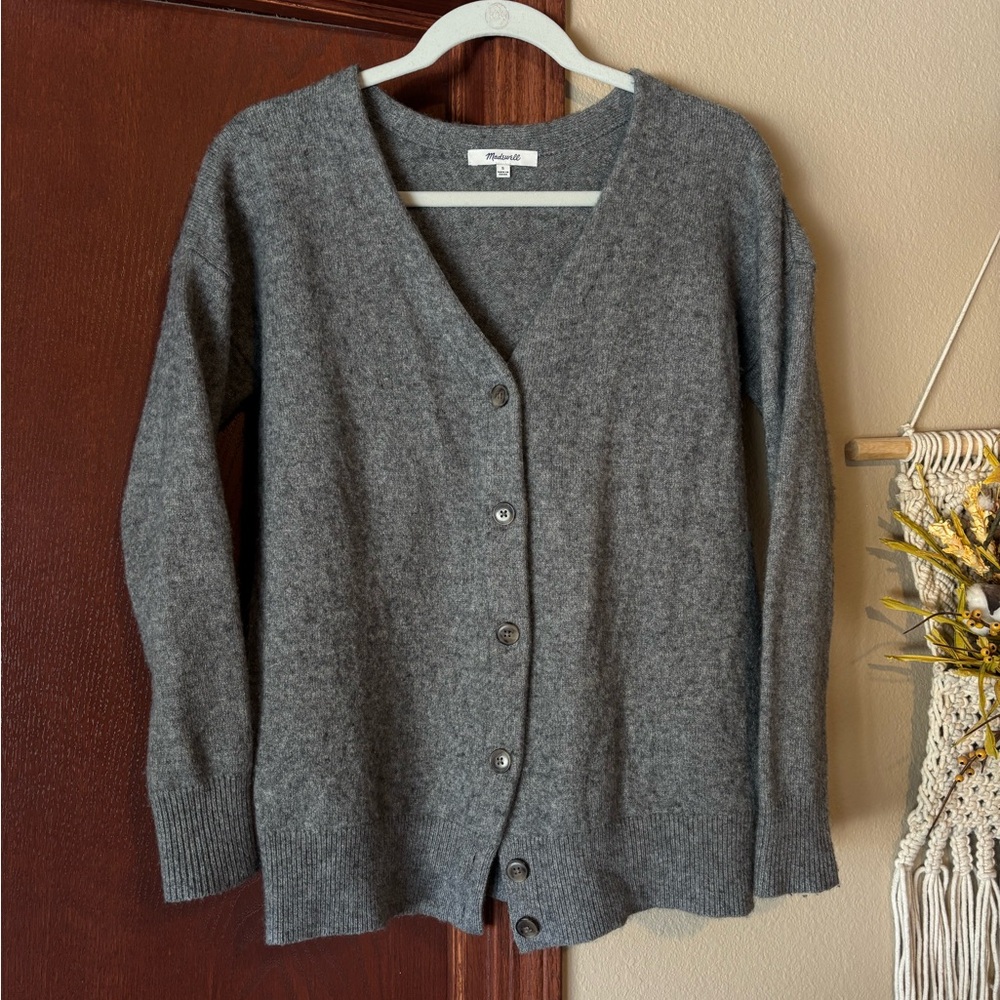 Madewell V-Neck Relaxed Wool Blend Cardigan